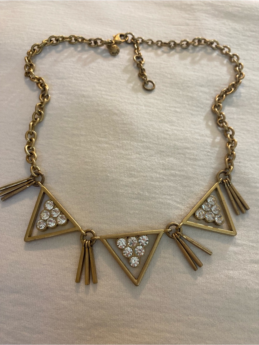 J. Crew Triangle and Clear Stones Bib Necklace